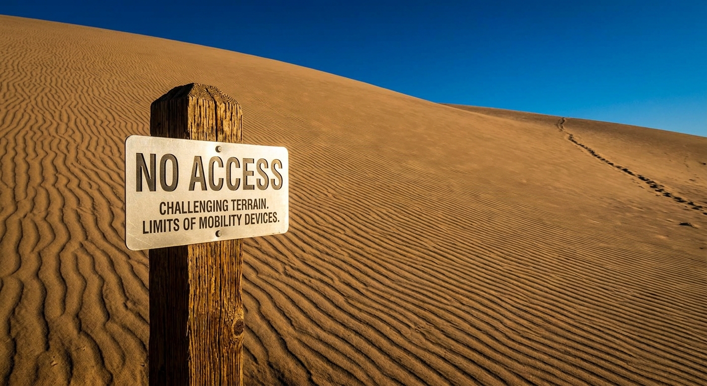 Steep sand dune with no access sign