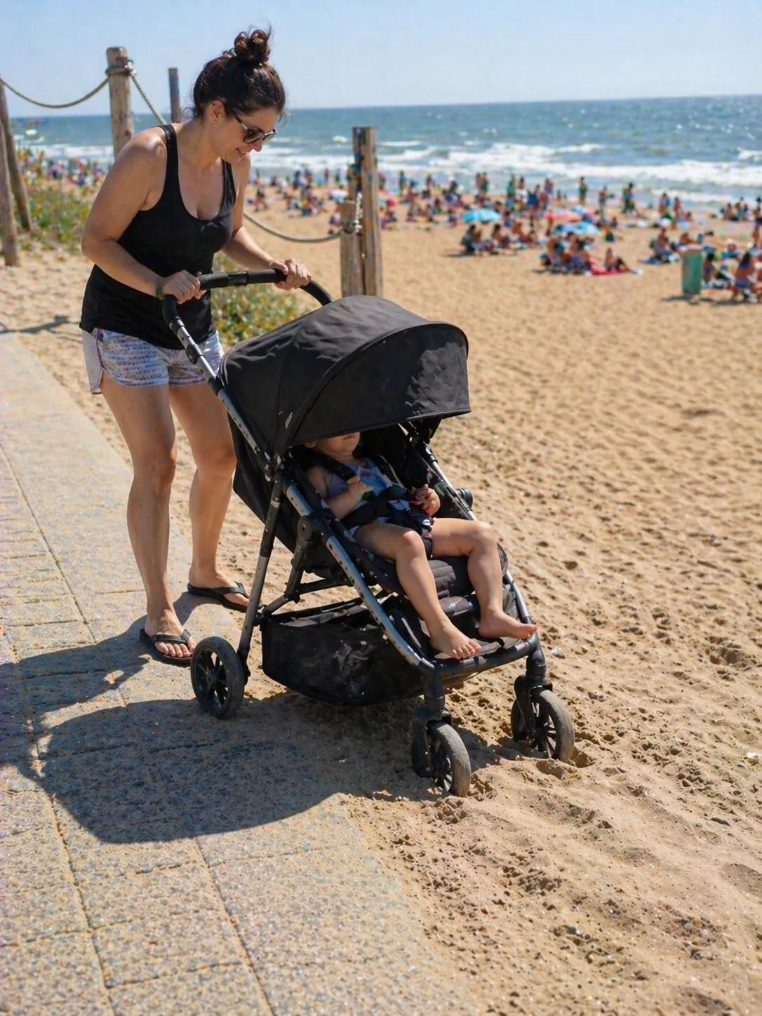 Stroller stuck on beach