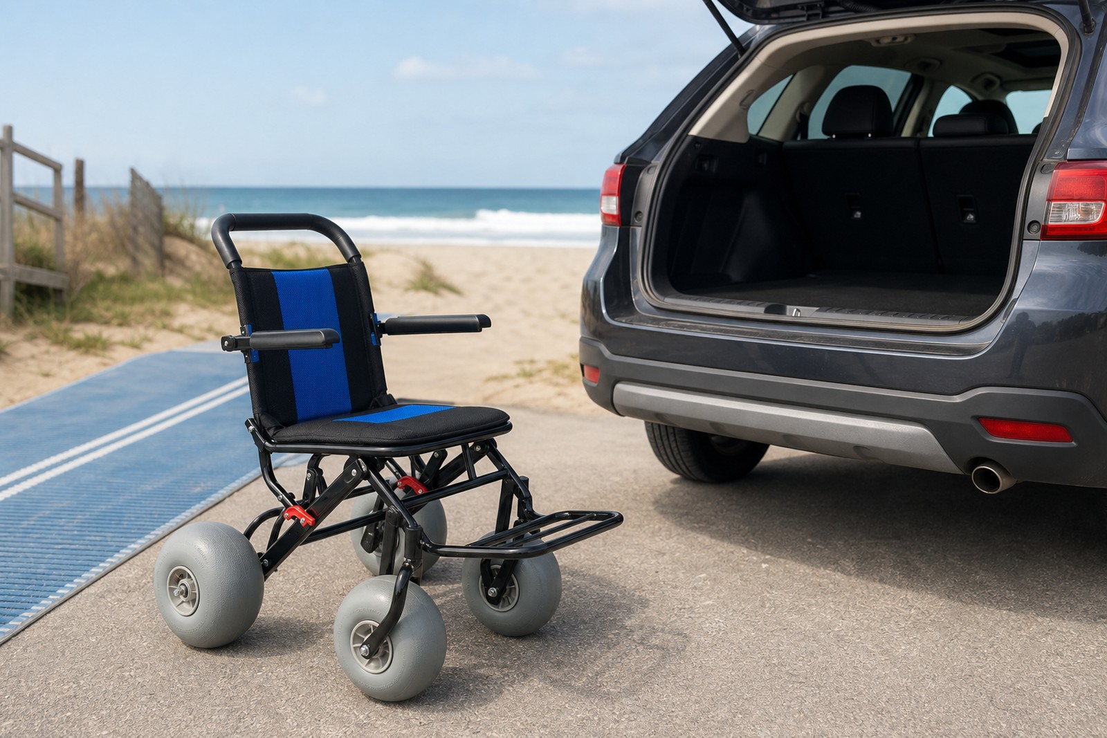 Portable design of a lightweight beach wheelchair