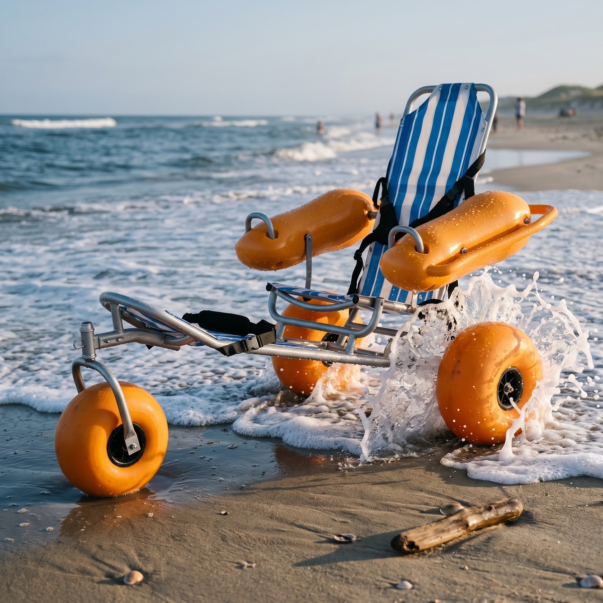 Floating beach wheelchair surf zone