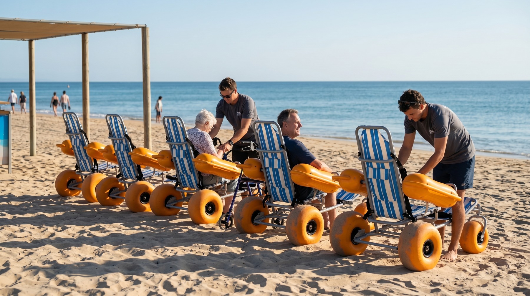 Floating beach wheelchair staff training
