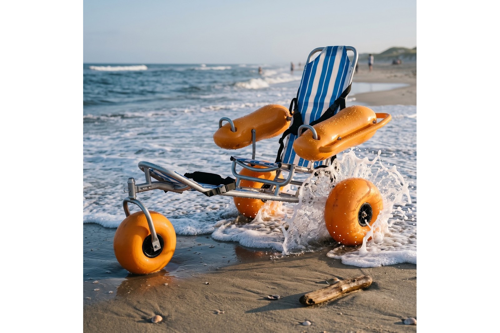Floating beach wheelchair surf zone