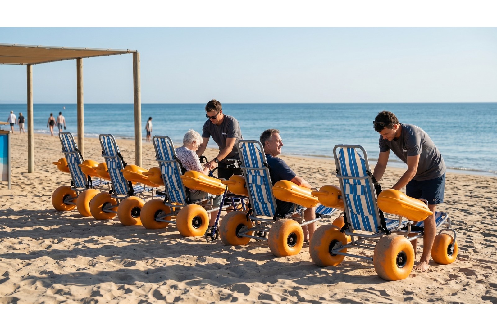 Floating beach wheelchair staff training